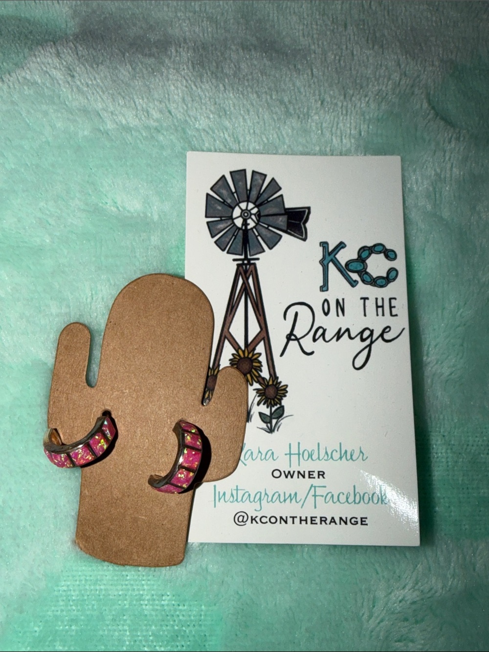 Kc on the range pink opal hoops